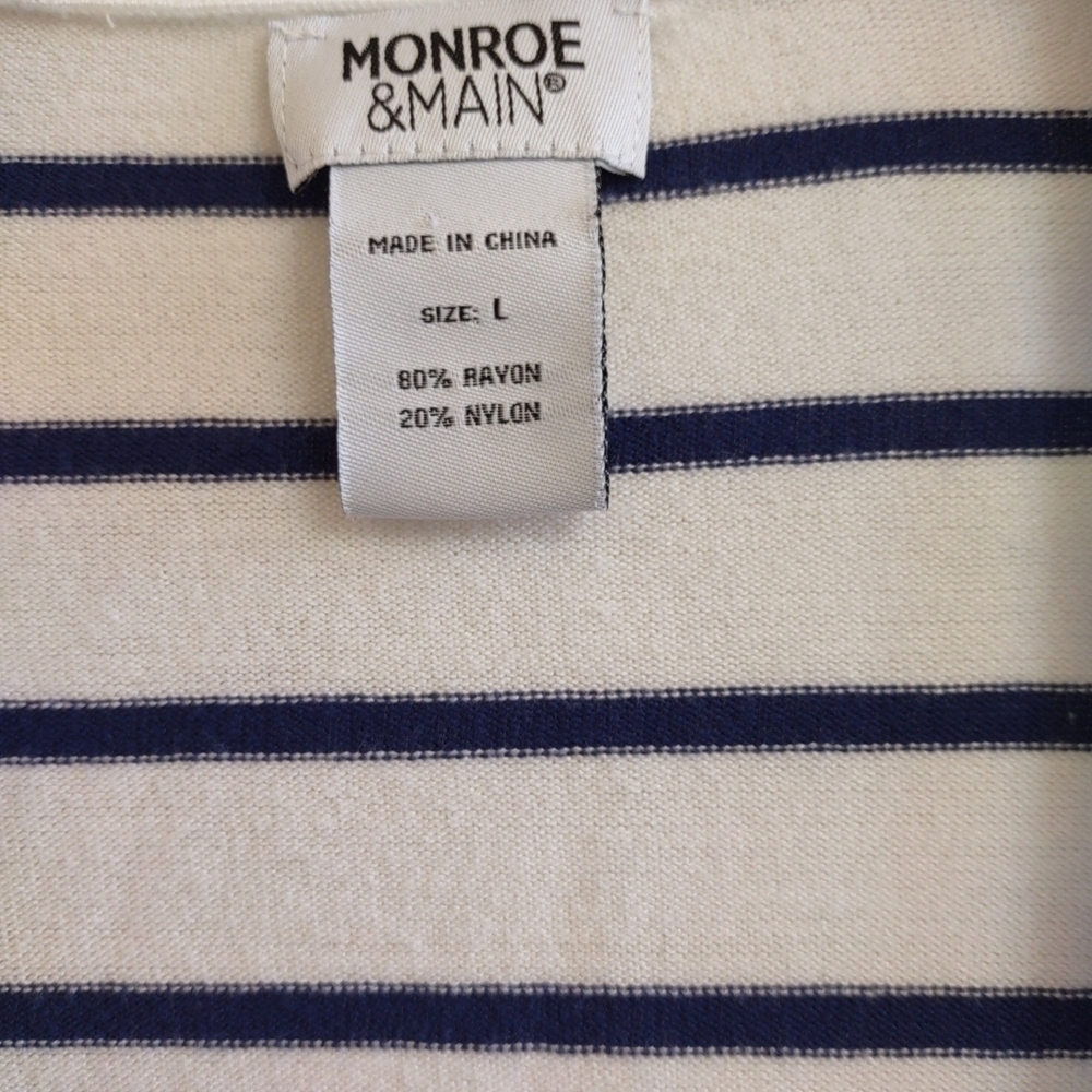 Monroe and Main Striped Cardigan Blue White Large - Picture 4 of 6
